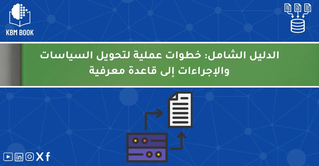 صورة توضيحية تحتوي على عنوان المقال حول : " خطوات عملية لتحويل السياسات والإجراءات بسهولة" مع عنصر بصري معبر